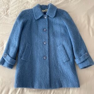 Vintage Mod Blue Mohair Wool Coat